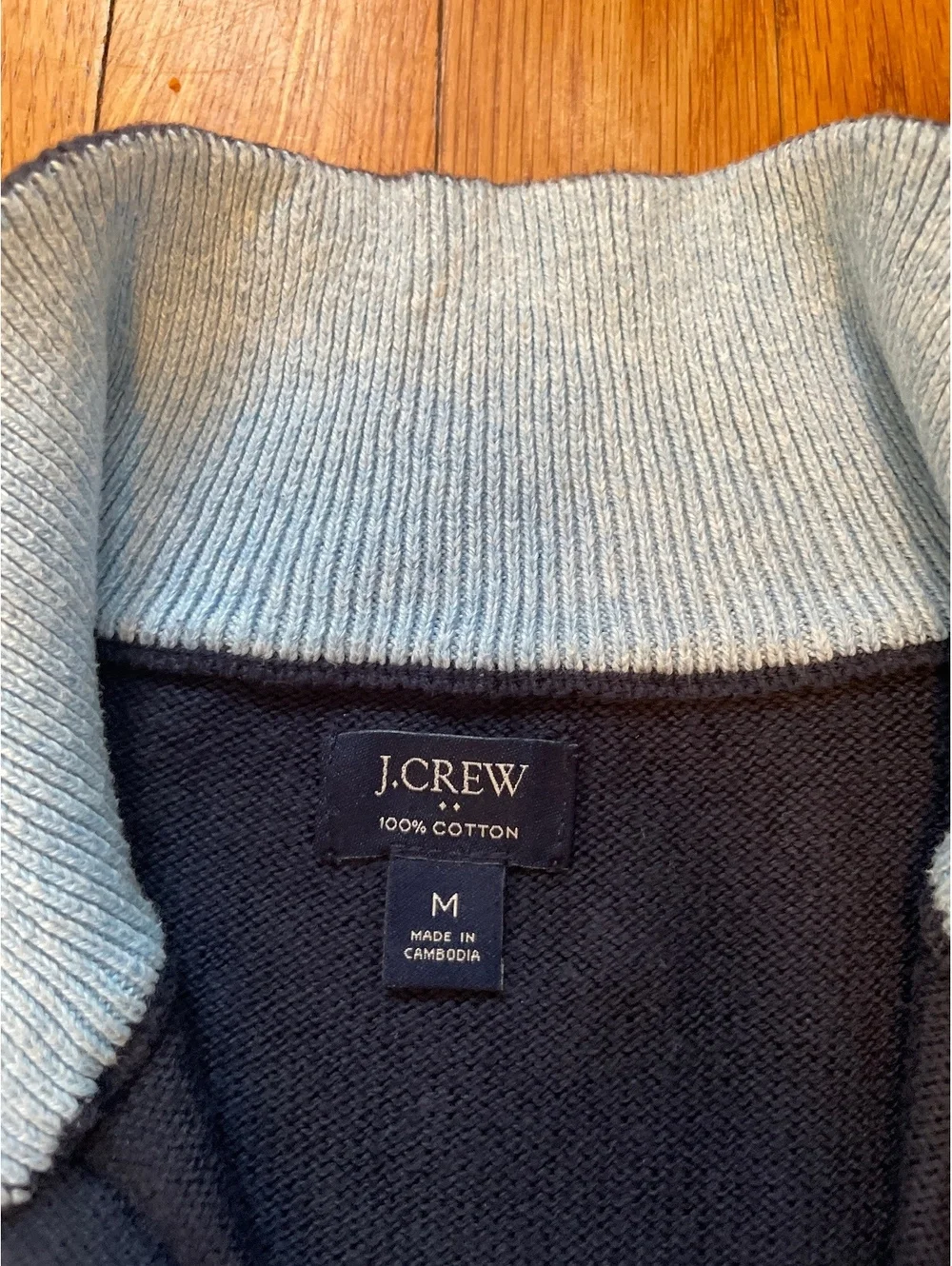 J.Crew Navy Cotton Quarter Zip Mock Neck Sweater Medium